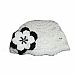 Sweet Lullabiez Handmade White Shell Beanie with Black & White Flower / Hat Size Newborn