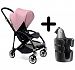 Bugaboo Bee3 Stroller Black/Soft Pink + Bugaboo Cup Holder by Bugaboo