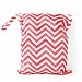 OULII Wave Pattern Washable Reusable Waterproof Zippered Baby Cloth Diaper Nappy Bag Wet Dry Bag Tote with Soft Snap Handle (Red)