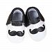Baby Moccasins with Black and White Mustache Design for Boy Girl Infant Toddler (S) 5.1 Inches