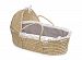 Natural Hooded Moses Basket - Gray/White Bedding by Badger Basket