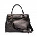 Oemi Leather Diaper Bag ~ 5 Interior Pockets ~ Wide, Removable Shoulder Strap - Parkside Black