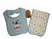 Baby Bib and Burp Cloth set - Embroidered Snowman on Blue