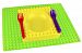 Placematix Kids Dinner Set - Eat, Play, and Learn - Innovative and Reliable Design - Safe and Non-Toxic - Microwave and Dishwasher Safe - Includes Green Placemat, Yellow Bowl, Purple Spoon, and Red Fork by Placematix
