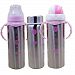 Mily Multifunctional BPA Free Vacuum Sealed Thermal Stainless Steel Baby Bottle Pink