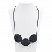 Mamaluna Trendy Silicone 3 Oval Necklace Teether for mom to wear - Baby Teething Gum Massager Food Grade Silicone, BPA, PVC and Phthalate Free (black)