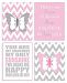 The Kids Room by Stupell Pink and Grey Chevron Butterfly Typography 4-Pc Rectangle Wall Plaque Set by The Kids Room by Stupell