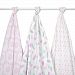 Just Born 3-Pack Muslin Blankets, Cherries and Hearts, Pink/Grey/White