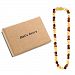 Baltic Amber Teething Necklace Raw for Baby (Unisex)(Multicolor Raw)(14 Inches) - Baby Gift Sets - Natural Anti Inflammatory Beads. Teething Pain Reduce Properties