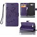 [Off to College]For Samsung Galaxy S5 Case, easygogo Premium Vintage Emboss Butterfly Leather Wallet Pouch Case with Wrist Strap (S5, Romantic Purple)
