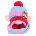 Winter Baby Kids Girls Boys Hats Warm Scarf Caps Plush Ear Protect Gift Set-Pink