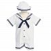 Lito Baby Boys White Navy Sailor Romper Hat Set 18-24M