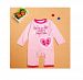 Animal Word Printed Baby Romper Carters Long Sleeve One Piece Clothes Boys Bodysuit Girls Jumpsuit Elephant Giraffe (3-6 months, Pink(Party))