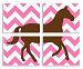 The Kids Room by Stupell Brown Horse Silouhette on Pink Chevron 4-Pc Rectangle Wall Plaque Set