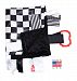 Sensory Baby Tag Blanket, Racing Checkered Flag Lovey for Any Nascar Fan, 14" X 18". For Entertainment, Security, Comfort. Also Used for Special Needs, Autism, Therapy. Ribbons Sewn Shut Into Tabs for Added Security. Made in USA By Baby Jack Blankets