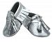 Leather Baby Moccasin with Hanging Tassel (18-24 month (5.4 inches), Silver)