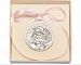 Pewter Baby with Guardian Angel Crib Medal with Pink Ribbon - Boxed by Truefaithgifts