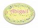 The Kids Room by Stupell Abigail, Yellow with Green Floral Border Personalized Oval Wall Plaque by The Kids Room by Stupell