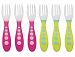 Gerber Stainless Steel Tip Kiddy Cutlery Forks - 6 Pack, Pink/Green by NUK
