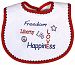 Raindrops Embroidered Bib, Freedom, Liberty, Life, Love and Happiness, Red