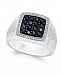 Men's Black Sapphire (1 ct. t. w. ) and White Sapphire (1/5 ct. t. w. ) Ring in Sterling Silver