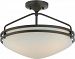 Quoizel OZ1716IN Ozark Semi Flush Mount with Opal Etched Glass, Iron Gate, 12. . .
