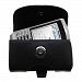 Designer Gomadic Black Leather Blackberry 7100 7105 7130 7150 Belt Carrying Case - Includes Optional Belt Loop and Removable Clip
