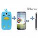 OBiDi - Chick Style Soft Silicone Case for Samsung Galaxy S4 IV I9500 / I9505 - Light Blue with 3 Screen Protectors and Stylus