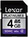 Lexar Platinum II 4 GB 60x SDHC Flash Memory Card LSD4GBBSBNA060 HEC0EYA2S-2910