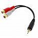 Gold Plated 3.5mm Male to 2 RCA Female Y-Cable - 6 Inch