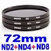 72MM 3 Piece Neutral Density Photography Filter Kit for ANY Digital SLR Camera with a 72MM Front Threaded Lens. Includes: ND2, ND4, & ND8 Filters!