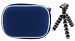 rooCASE 2n1 Nylon Hard Shell (Dark Blue) Case with Memory Foam and Premium Tripod for Flip MinoHD Camcorder Chrome