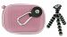 rooCASE 2n1 Nylon Hard Shell (Pink) Case with Memory Foam and Premium Tripod for Panasonic Lumix DMC-FH1 Digital Camera Blue