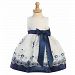 Lito Navy Embroider Organza Taffeta Trim Easter Dress Toddler Girls 2T