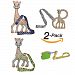 Hnybaby Baby Toy Leash For Sophie The Giraffe or Any Other Baby Toy Stroller Strap 2 Pack x 2 (Black/Yellow)