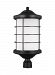 8224491S-12 - Sea Gull Lighting - Sauganash - 22.25 14W 1 LED Outdoor Post Lantern Black Finish with Etched Seeded Glass - Sauganash