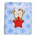 Adorable Monkey Star Plush Blanket, Blue
