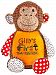 Personalized Stuffed Harlequin Monkey, Embroidered for Child's First Thanksgiving