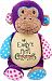 Personalized Stuffed Purple Harlequin Monkey, Embroidered for Child's First Christmas