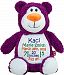 Personalized Stuffed Purple Bear with Embroidered Baby Block in Blue, Green, and Orange