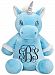 Personalized Stuffed Blue Unicorn with Embroidered Vine Monogram