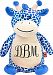 Personalized Stuffed Blue Giraffe with Embroidered Curl Monogram