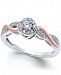 Diamond Twist Promise Ring in Sterling Silver and 14k Rose Gold (1/5 ct. t. w. )