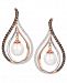 Le Vian Chocolatier Fresh Water Pearl (8mm) and Diamond (7/8 ct. t. w. ) Drop Earrings in 14k White and Rose Gold