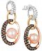 Le Vian Freshwater Pearl (7mm) and Diamond (3/4 ct. t. w. ) Link Earrings in 14k White, Yellow and Rose Gold