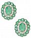 Emerald (2-1/8 ct. t. w. ) and Diamond (1/4 ct. t. w. ) Oval Floral Earrings in 14k Gold