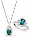 Lab-Created Emerald (1-3/8 ct. t. w. ) and White Sapphire (5/8 ct. t. w. ) Pendant Necklace and Matching Ring Set in Sterling Silver