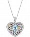 Multi-Gemstone (2 ct. t. w. ) and Diamond (1/10 ct. t. w. ) Filigree Locket Pendant Necklace in Sterling Silver