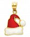 14k Gold Charm, Red and White Santa Hat Charm
