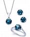 London Blue Topaz Rope-Style Pendant Necklace, Stud Earrings and Ring Set (5 ct. t. w. ) in Sterling Silver